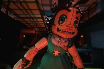 Picture showing the Mimic antagonist in FNAF Secret of Mimic title.