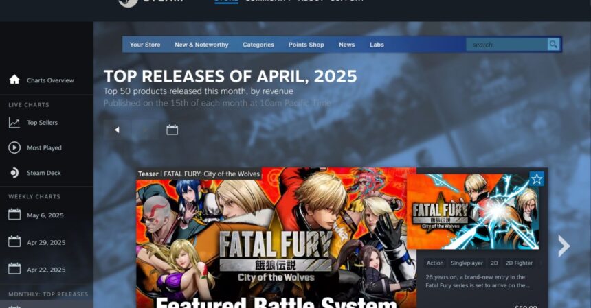 Steam’s monthly top-releases charts just got a huge makeover