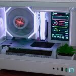 This tiny white gaming PC is simply stunning, and it even contains two screens