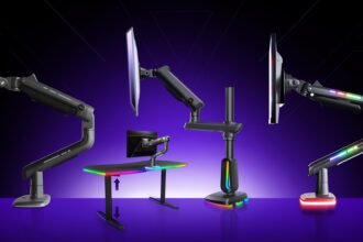 HUANUO monitor arms and desks help pair perfect posture with professional plays