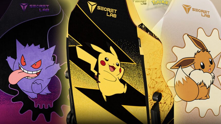 This Pokemon x Secretlab gaming chair collaboration lets you nestle in with Pikachu, Gengar, or Eevee