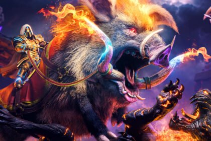 Ark Astraeos final update - A player rides a giant boar in the new update for the Greek Ark Survival Ascended DLC.
