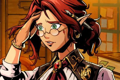 Ledgerbound is a new tactical RPG with flirting that could make BG3 blush - Rayna, the red-haired protagonist and insurance analyst.