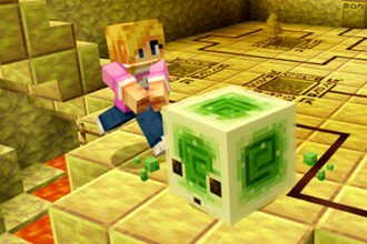 The Minecraft Sulfur Cube update has unlocked all manner of creative new Marketplace minigames - A player solves a puzzle in the Sulfur Strongholds add-on.