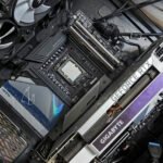 A shot focusing on an Intel CPU within an open gaming PC