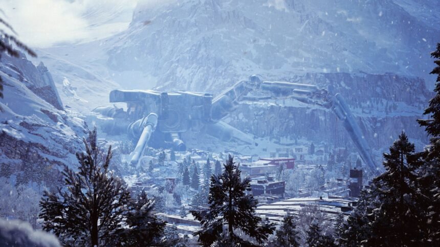 The new map in Arc Raiders, a snowy moutain.