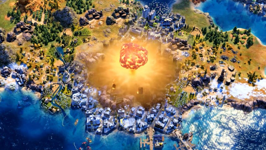 Civilization 7 is entering the Atomic Age at last with free update Arc of Tomorrow, followed by a space race DLC called Earthrise - A nuclear bomb detonates in the 4X strategy game.