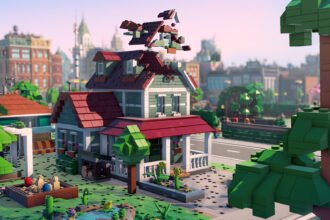 A house being built in Lego Skylines.