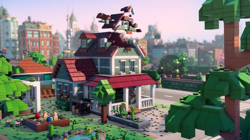 A house being built in Lego Skylines.