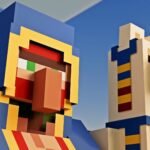 Key art from Minecraft featuring a player and an animal