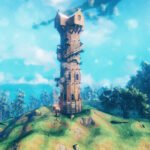 Valheim mods: A large structure surrounded by several trees in Valheim