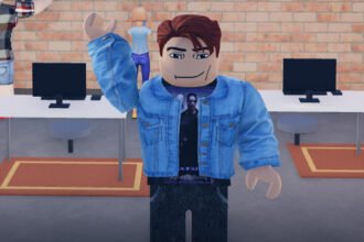 Build a Phone Empire codes: An image of a roblox character in an office.